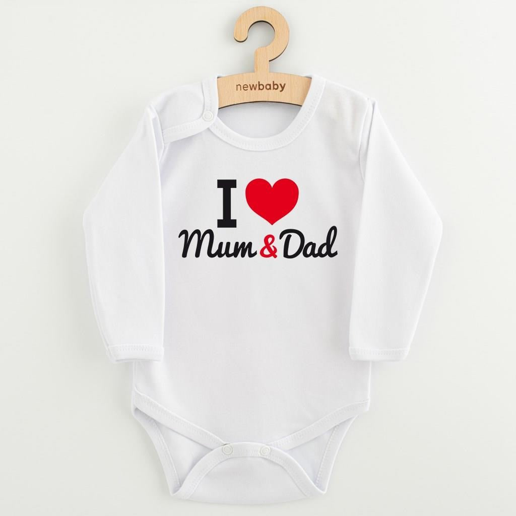 Body nyomott mintával New baby I Love Mum and Dad