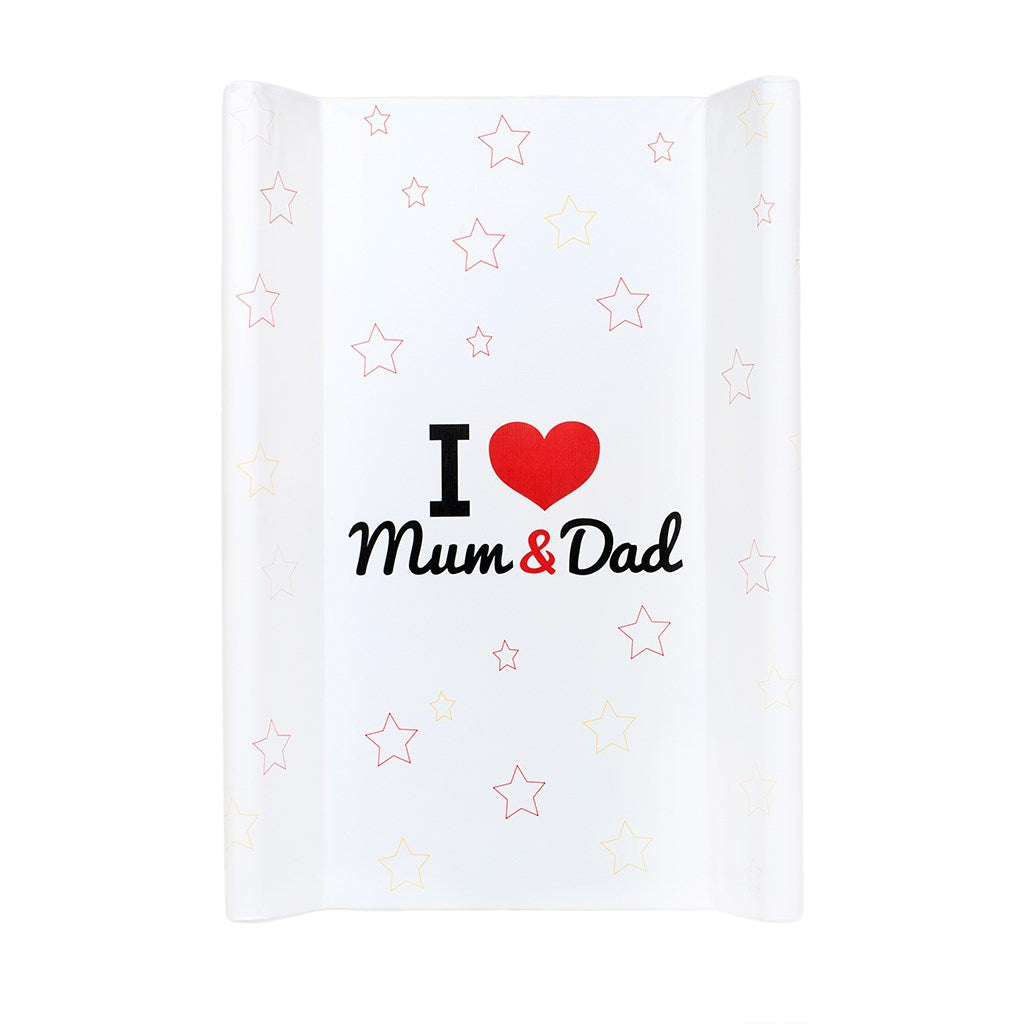 Merev pelenkázó lap New baby I love Mum and Dad fehér 50x80cm