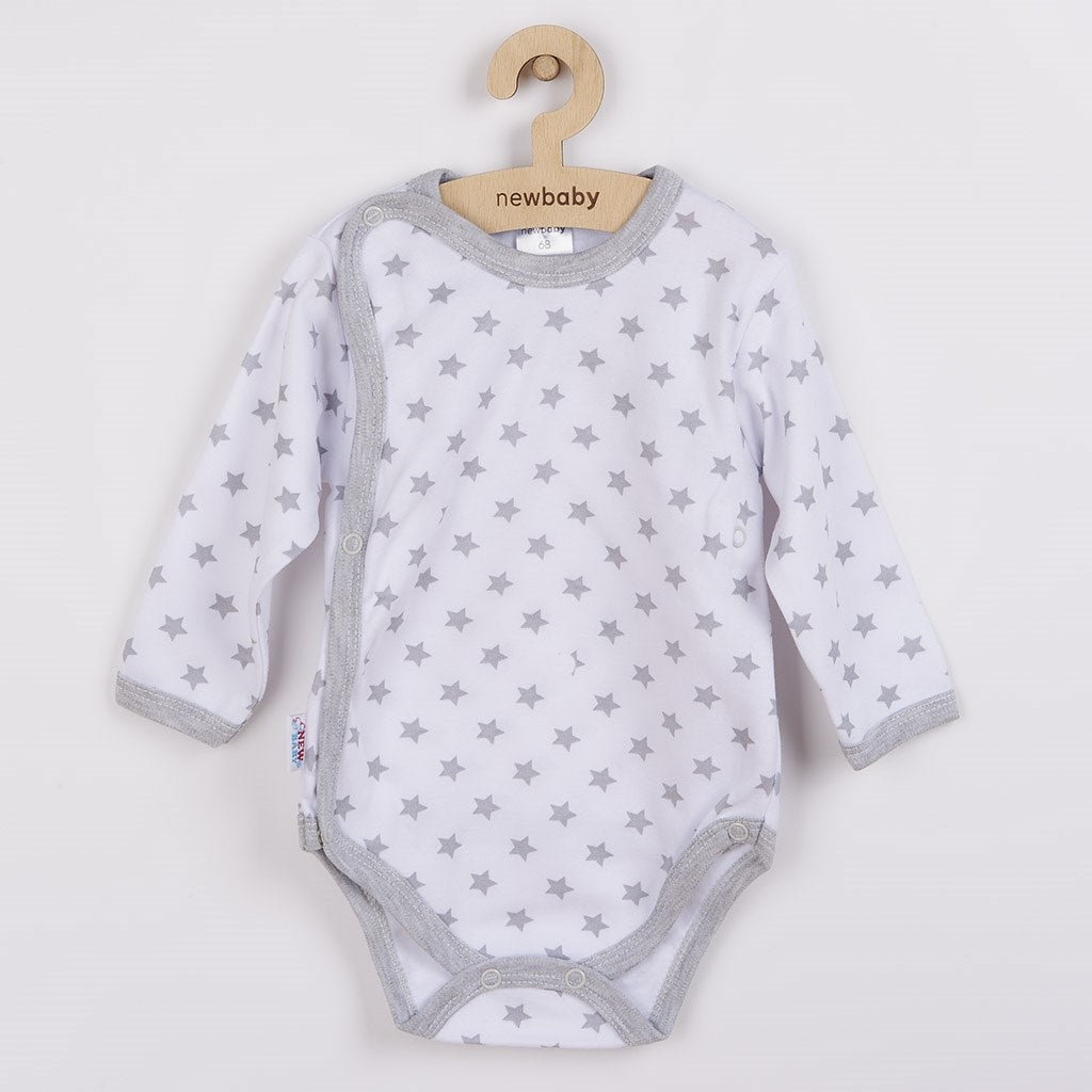 baba body teljes hosszában patentos New baby Classic II szürke csillagokkal