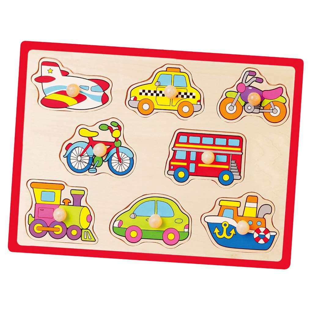 Gyerek fa puzzle fogantyúval Viga Jármû
