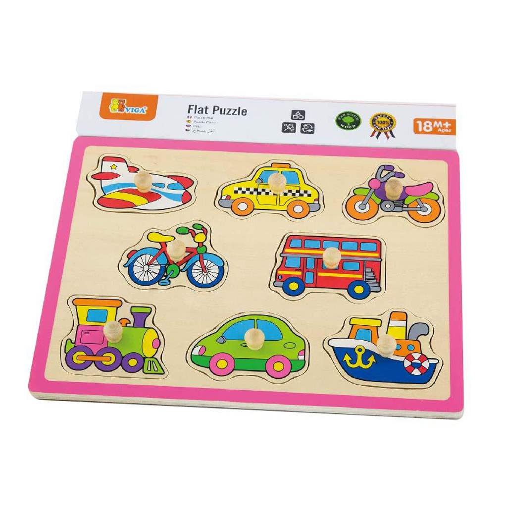 Gyerek fa puzzle fogantyúval Viga Jármû