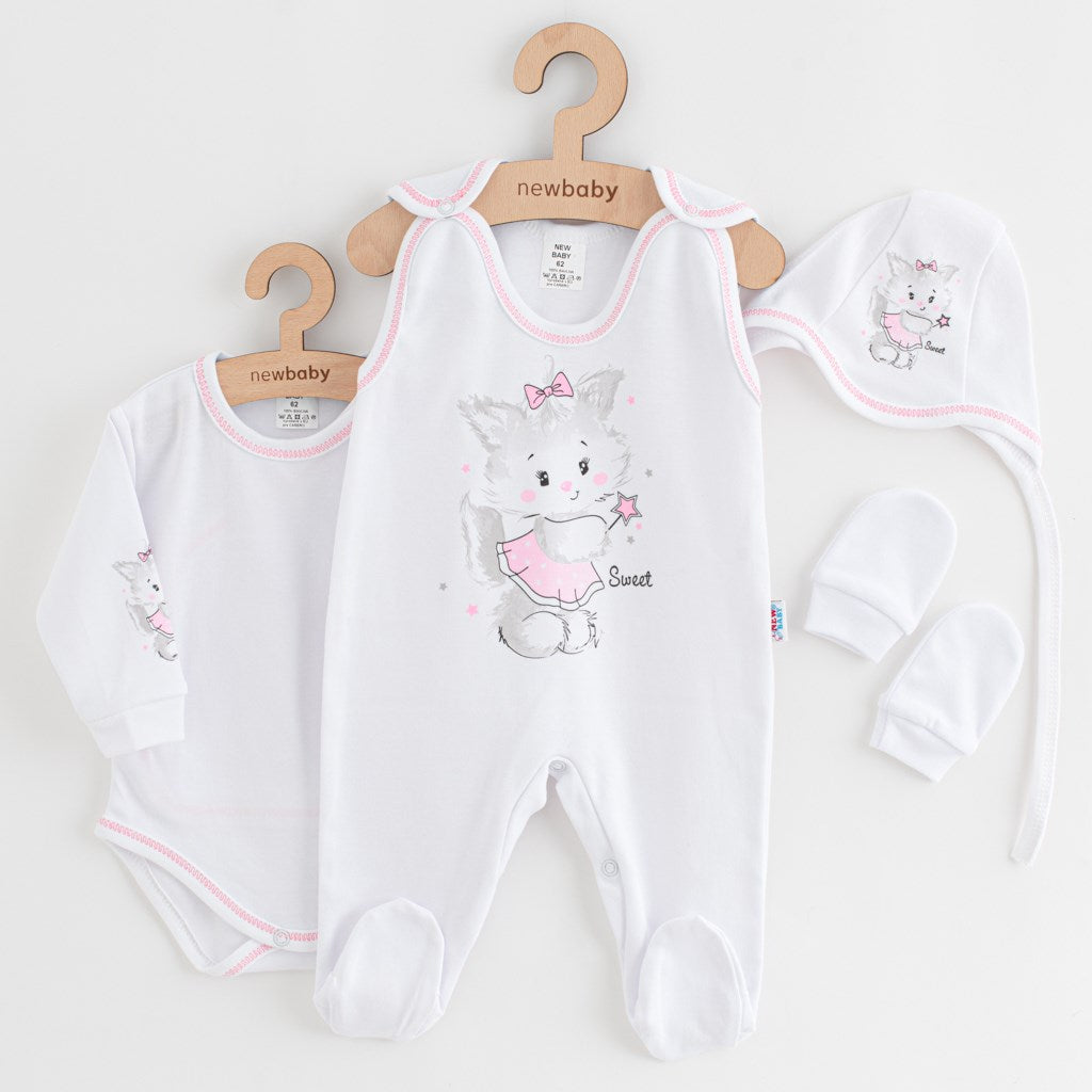 4 részes szett New baby cica fehér-rózsaszín