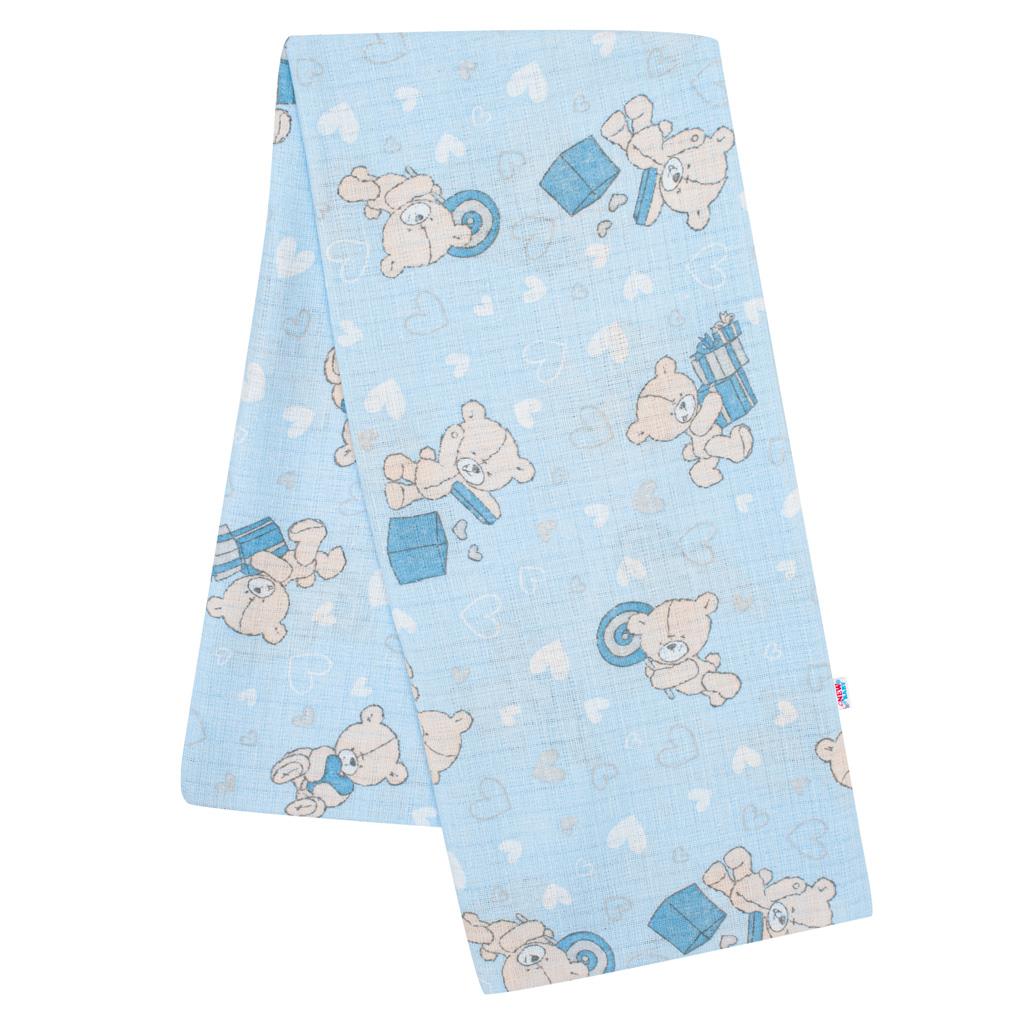 Pamut pelenka nyomtatott mintával New baby kék maci és szívecske