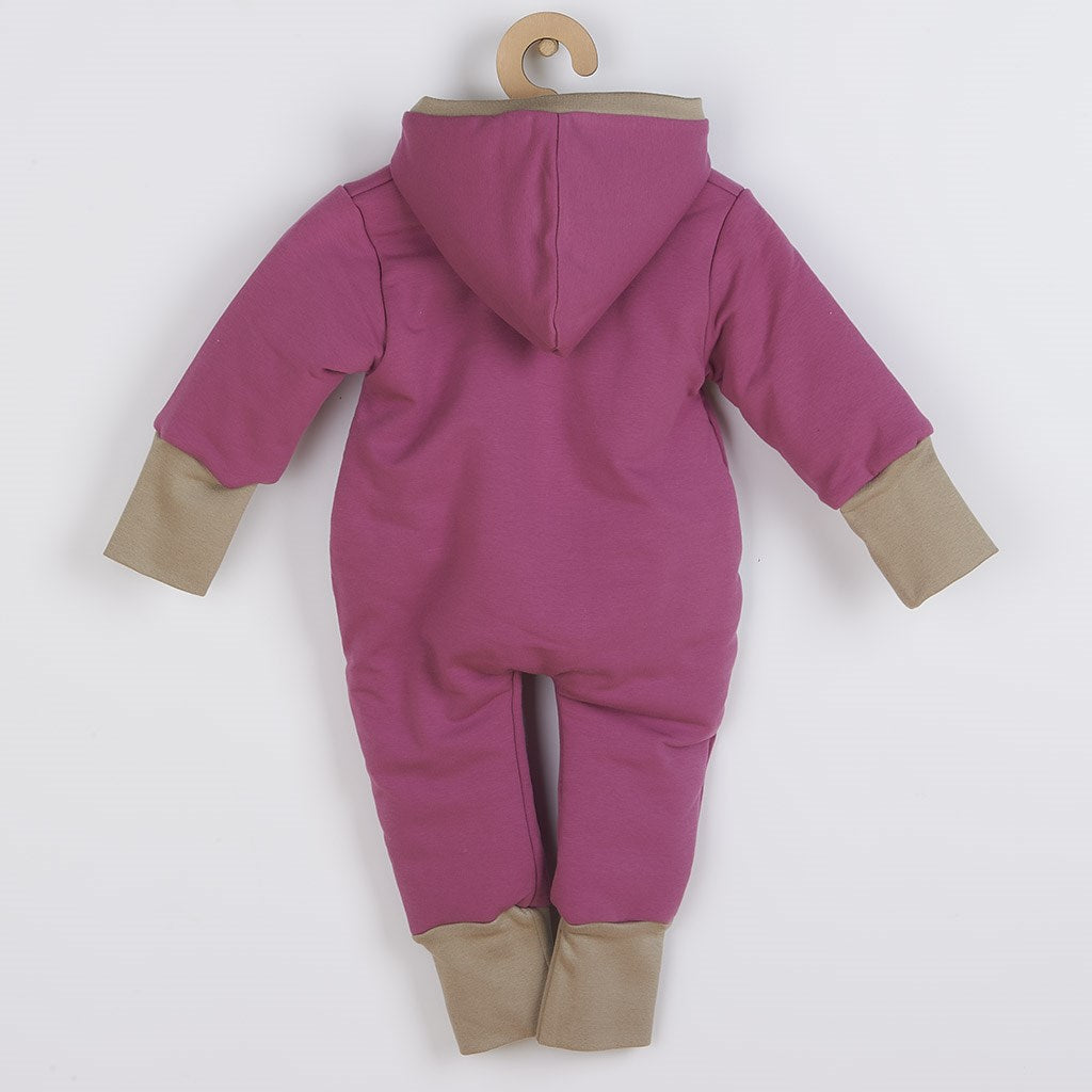 Meleg tavaszi kezeslábas kapucnival New baby Spring purple-pink