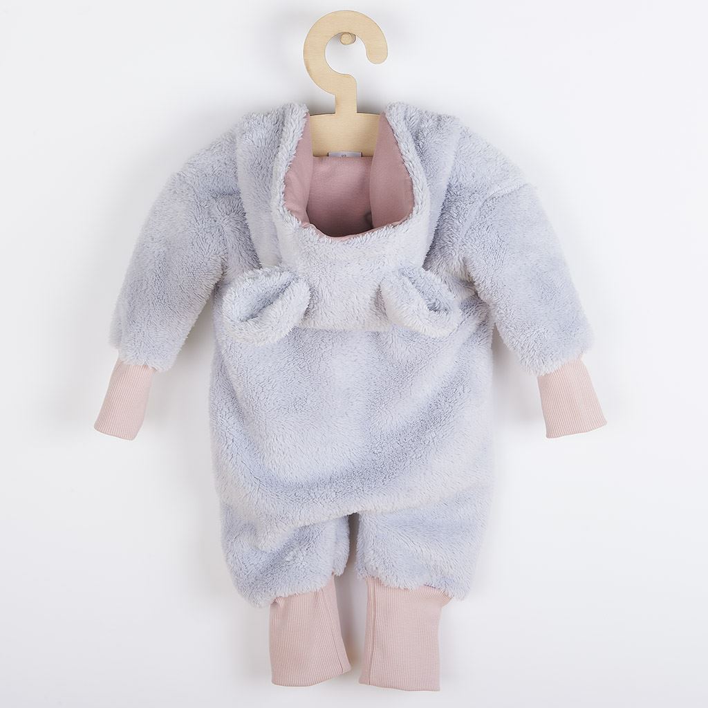 Luxus baba téli kezeslábas New baby Teddy bear szürke rózsaszín