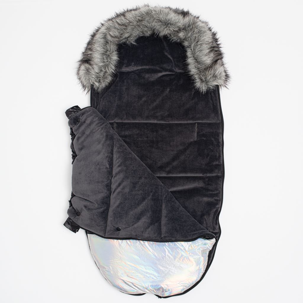 Luxus lábzsák szõrmével Shine New baby fekete ezüst szín