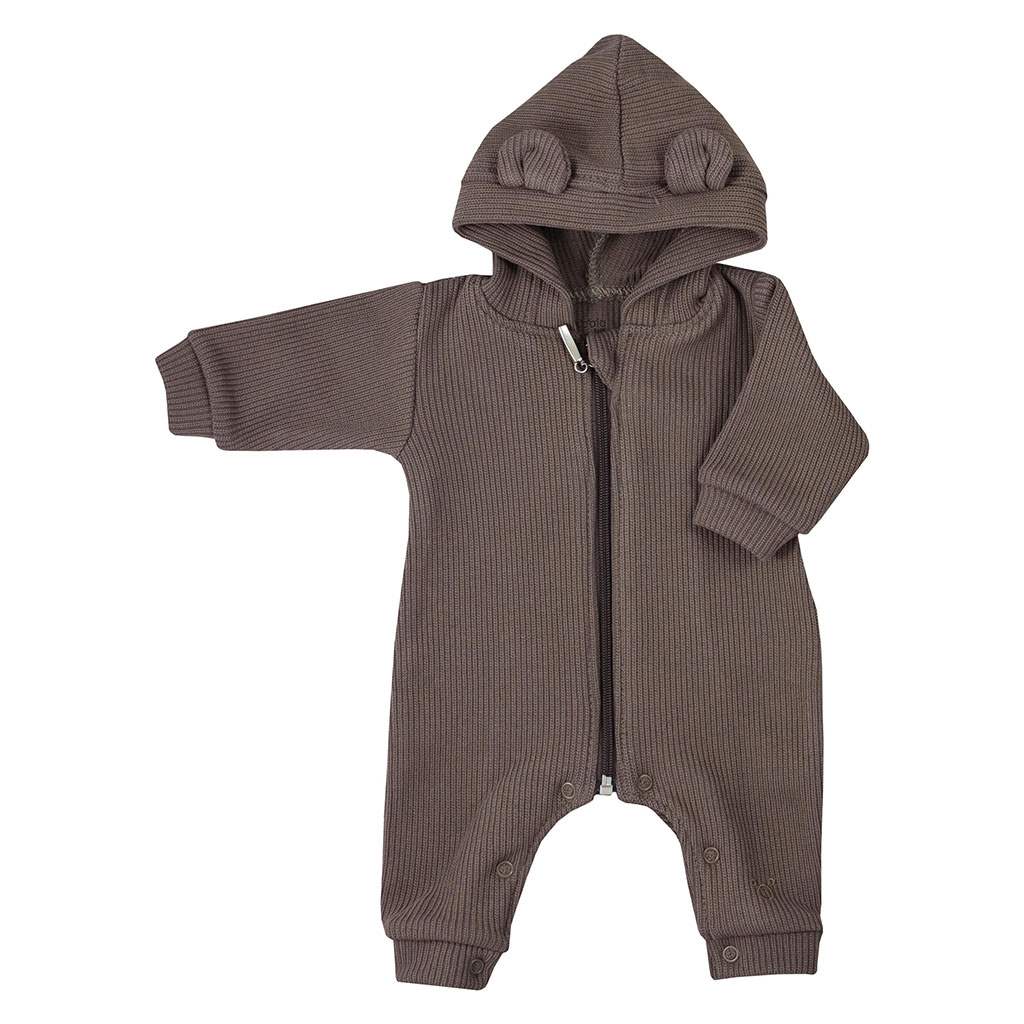 baba pamut kezeslábas kapucnival fülekkel Koala Pure brown