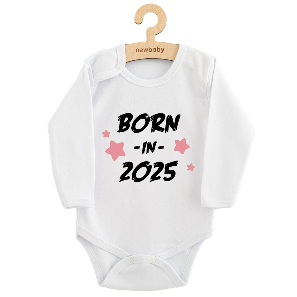 Gyermekek body nyomtatással New baby BORN IN 2025 pink