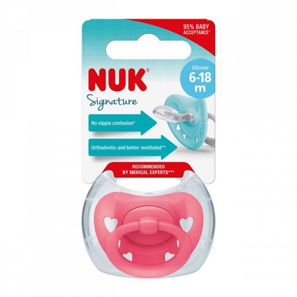 baba cumi NUK Signature 6-18 h rózsaszín heart