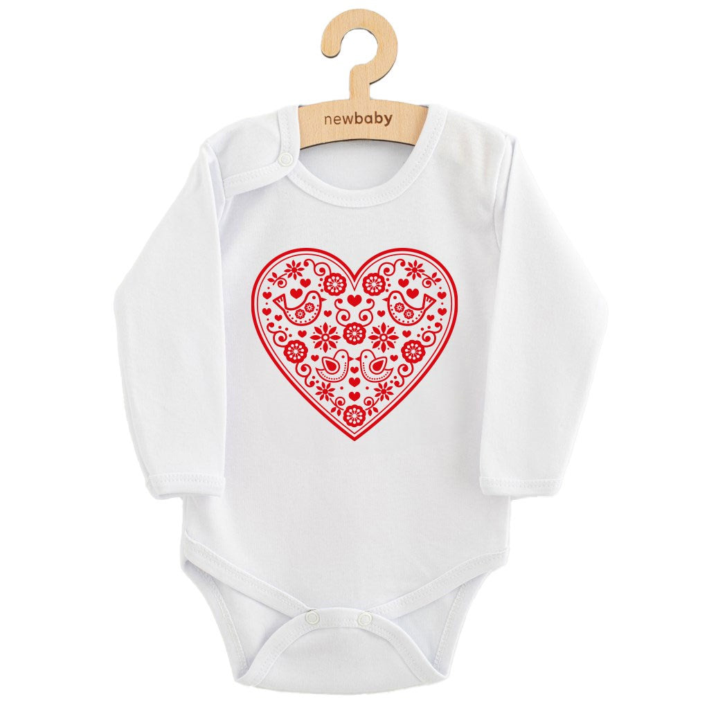 baba body nyomtatással New baby Népi minta piros szív
