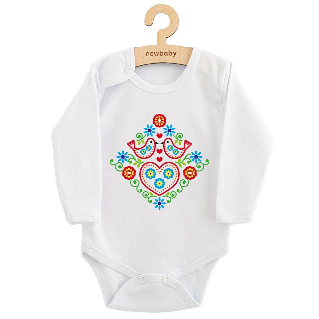 baba body nyomtatással New baby Népi minta kismadarak