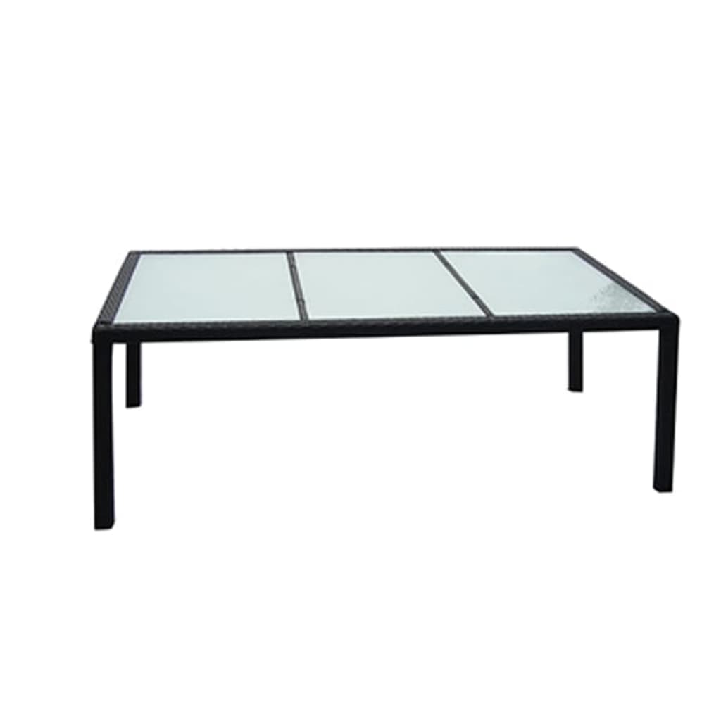 fekete polyrattan kerti asztal 190 x 90 x 75 cm