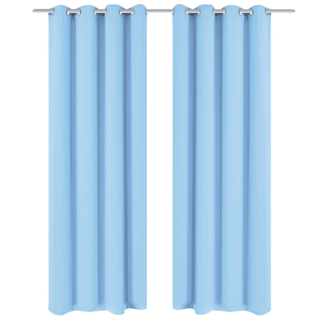 türkizkék sötétítőfüggöny fém fűzőlyukakkal 270 x 245 cm