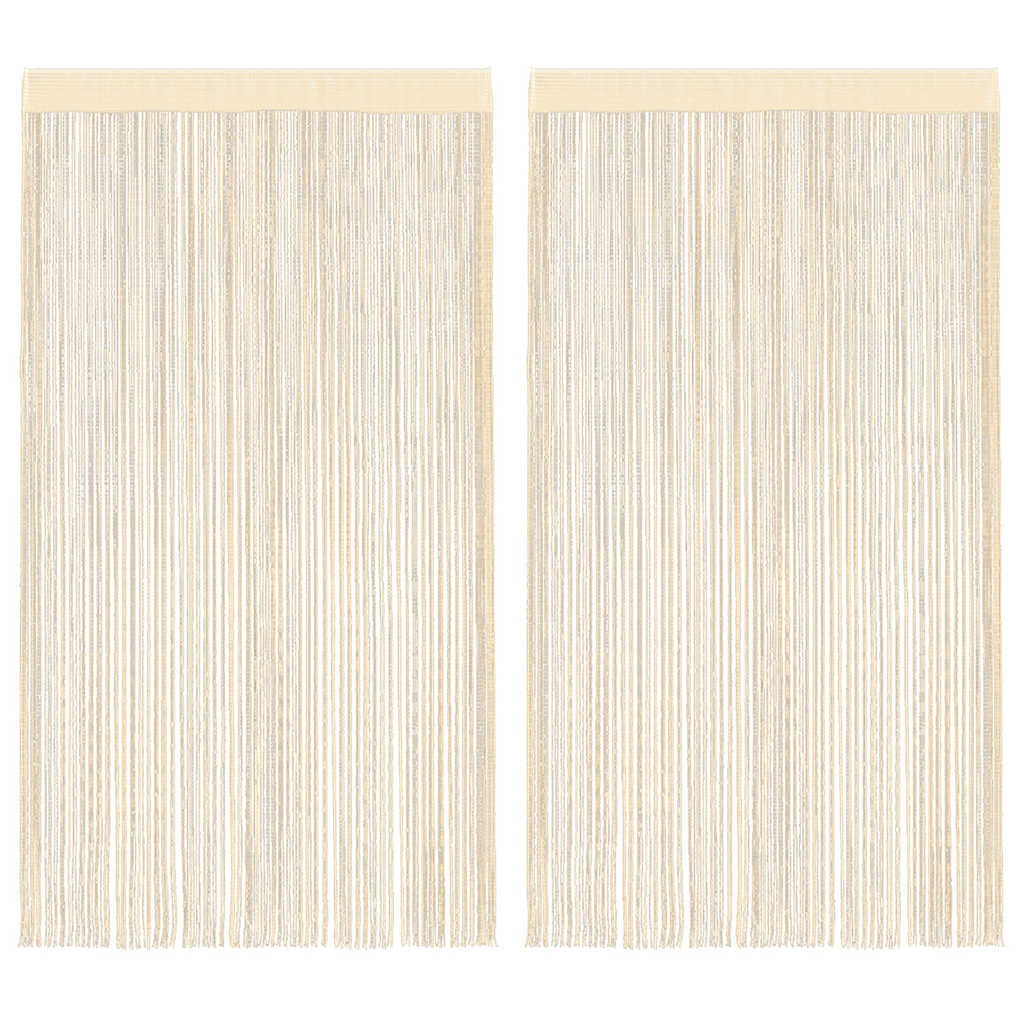 2 db krémszínű zsinórfüggöny 100 x 250 cm