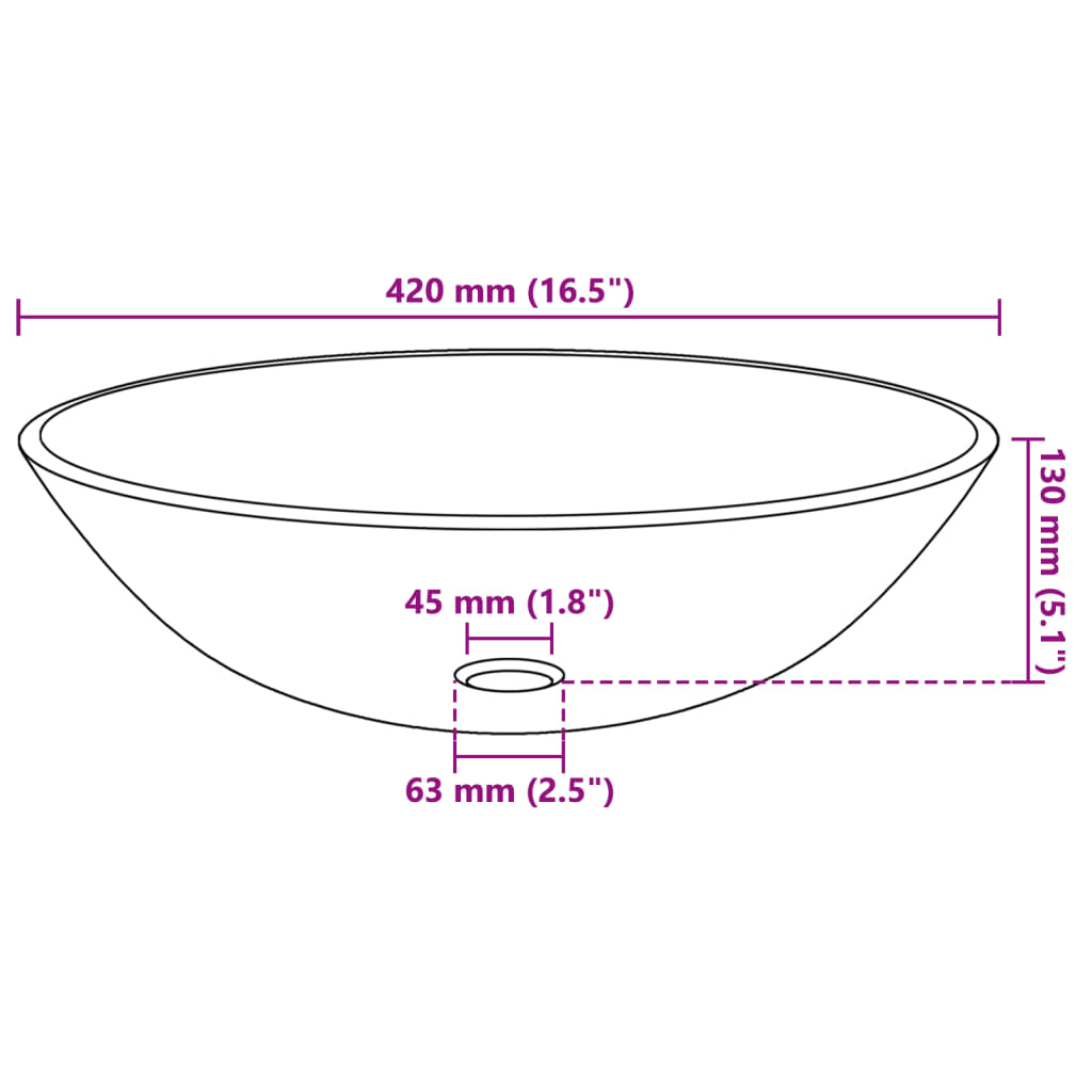 42 cm-es átlátszó edzett üveg mosdókagyló