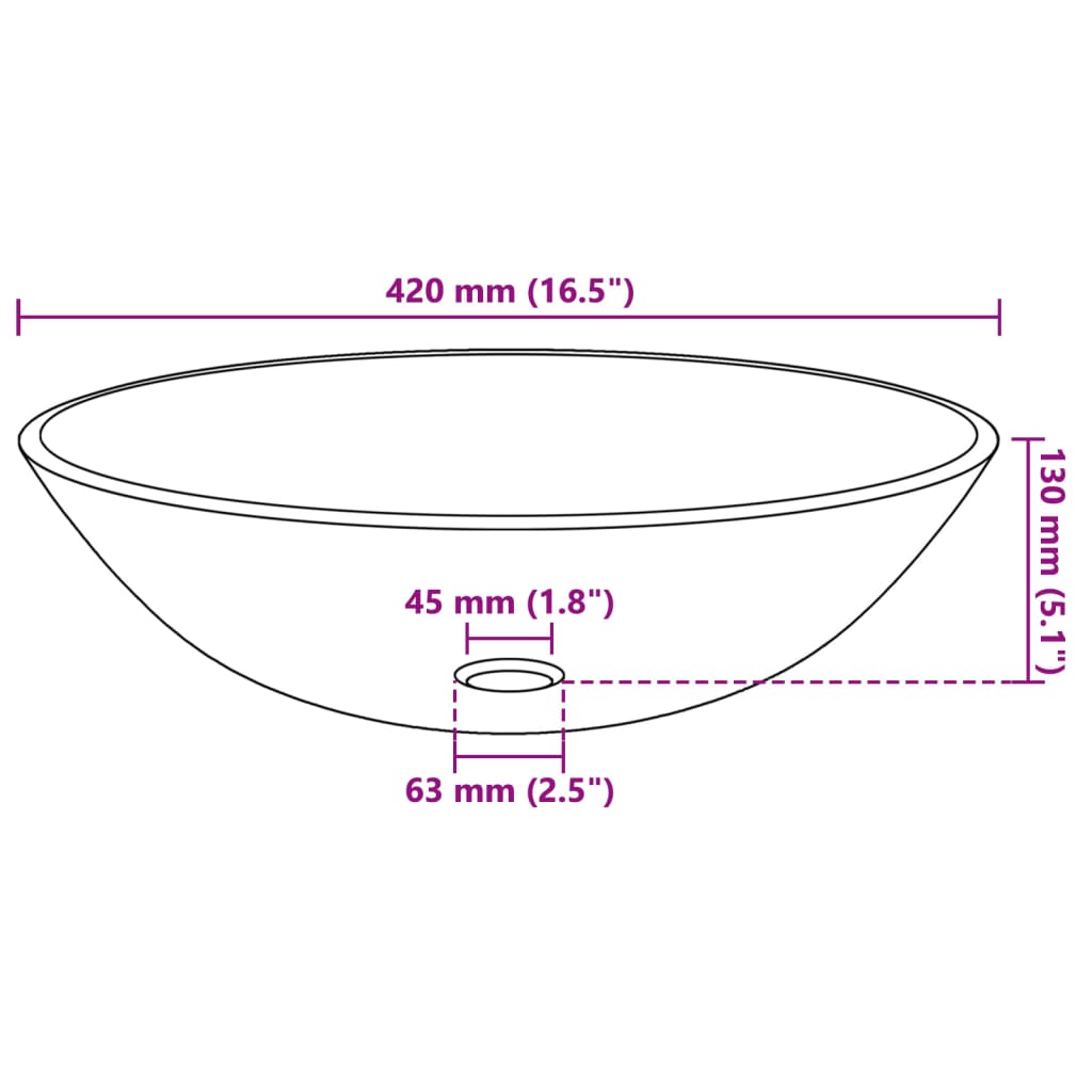 42 cm-es edzett üveg mosdókagyló matt