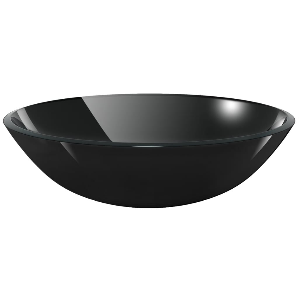 42 cm-es edzett üveg mosdókagyló fekete