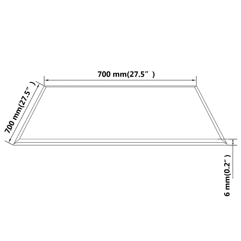 edzett üveg asztallap négyszögletes 700x700 mm
