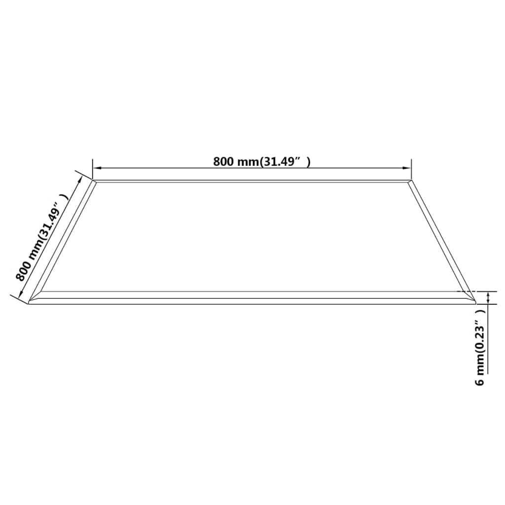 edzett üveg asztallap négyszögletes 800x800 mm