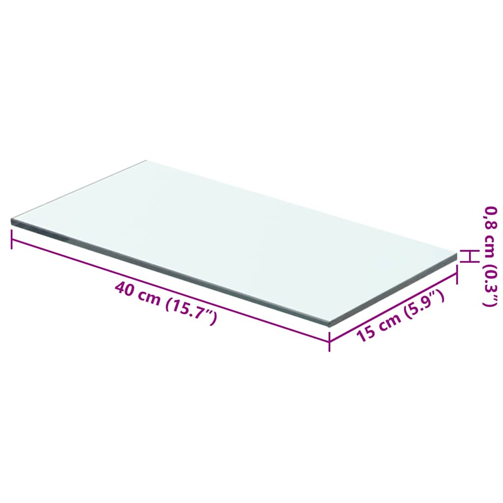 40x15 cm átlátszó panel üvegpolc