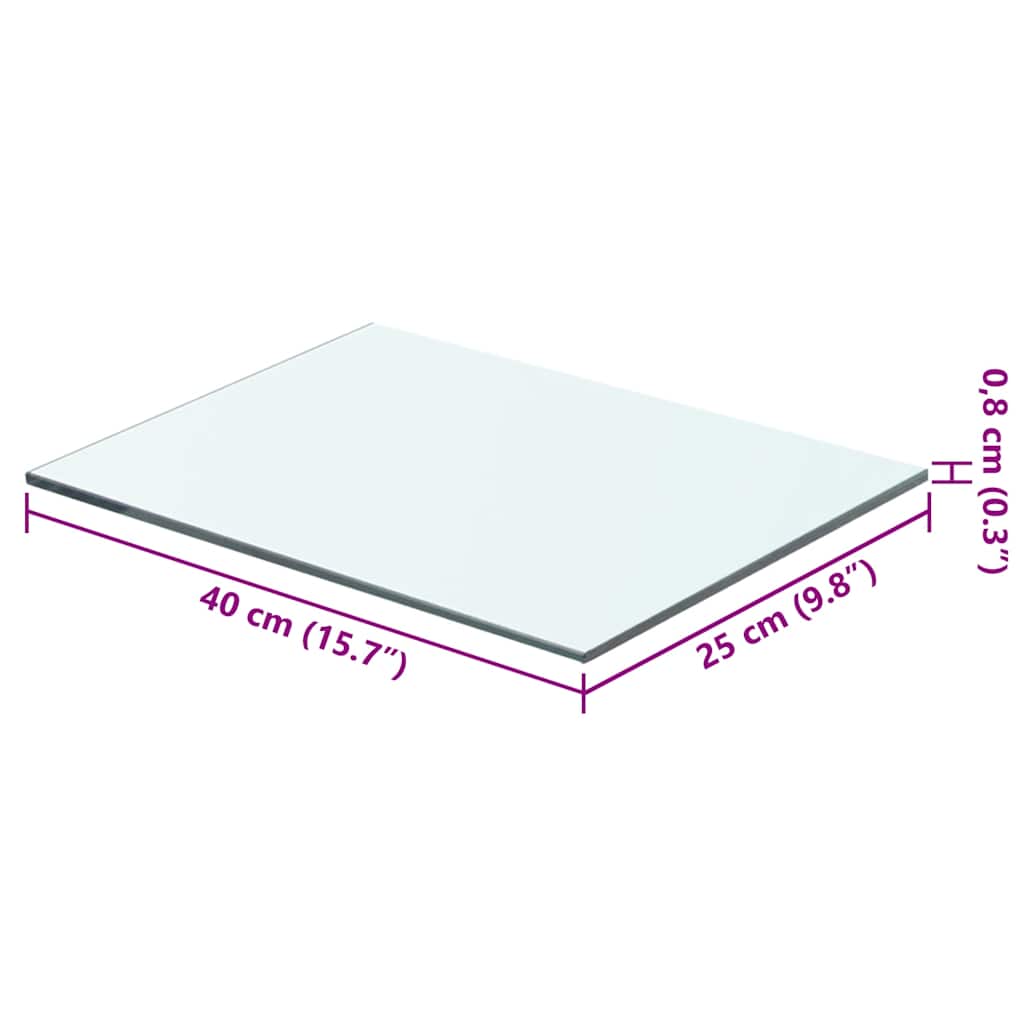 40x25 cm átlátszó panel üvegpolc