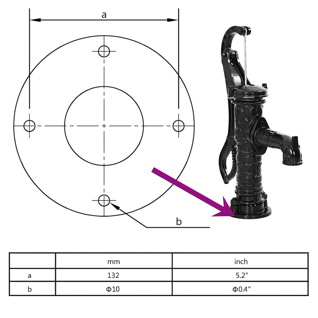 kerti öntöttvas kézi vízszivattyú