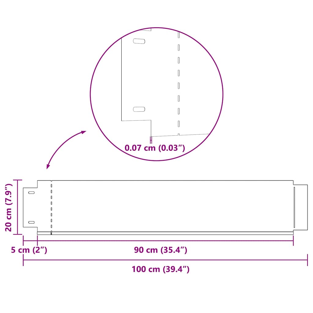 20 db galvanizált acél gyepkerítés 100 x 20 cm