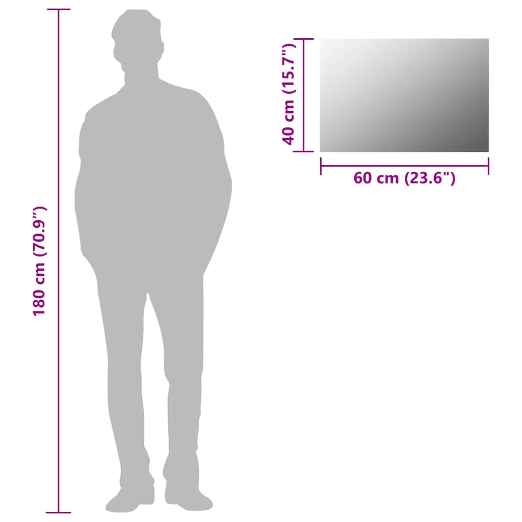 téglalap alakú falitükör 60 x 40 cm