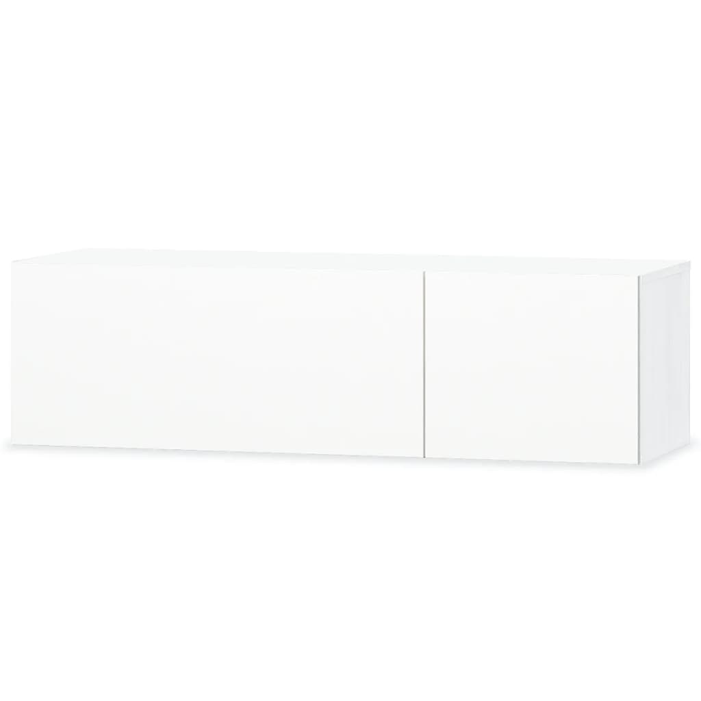 2 db fehér magasfényű furnér TV szekrény 120 x 40 x 34 cm