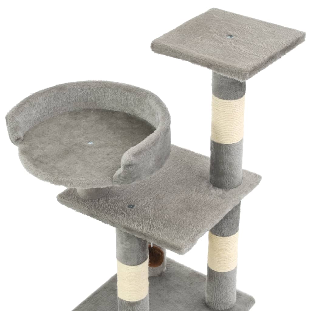 szürke macskabútor szizál kaparófákkal 65 cm