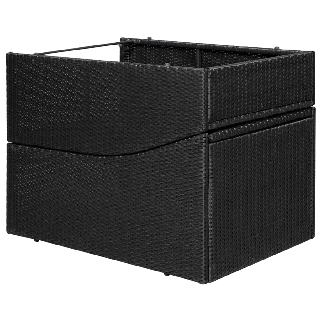 fekete polyrattan napozóágy párnával