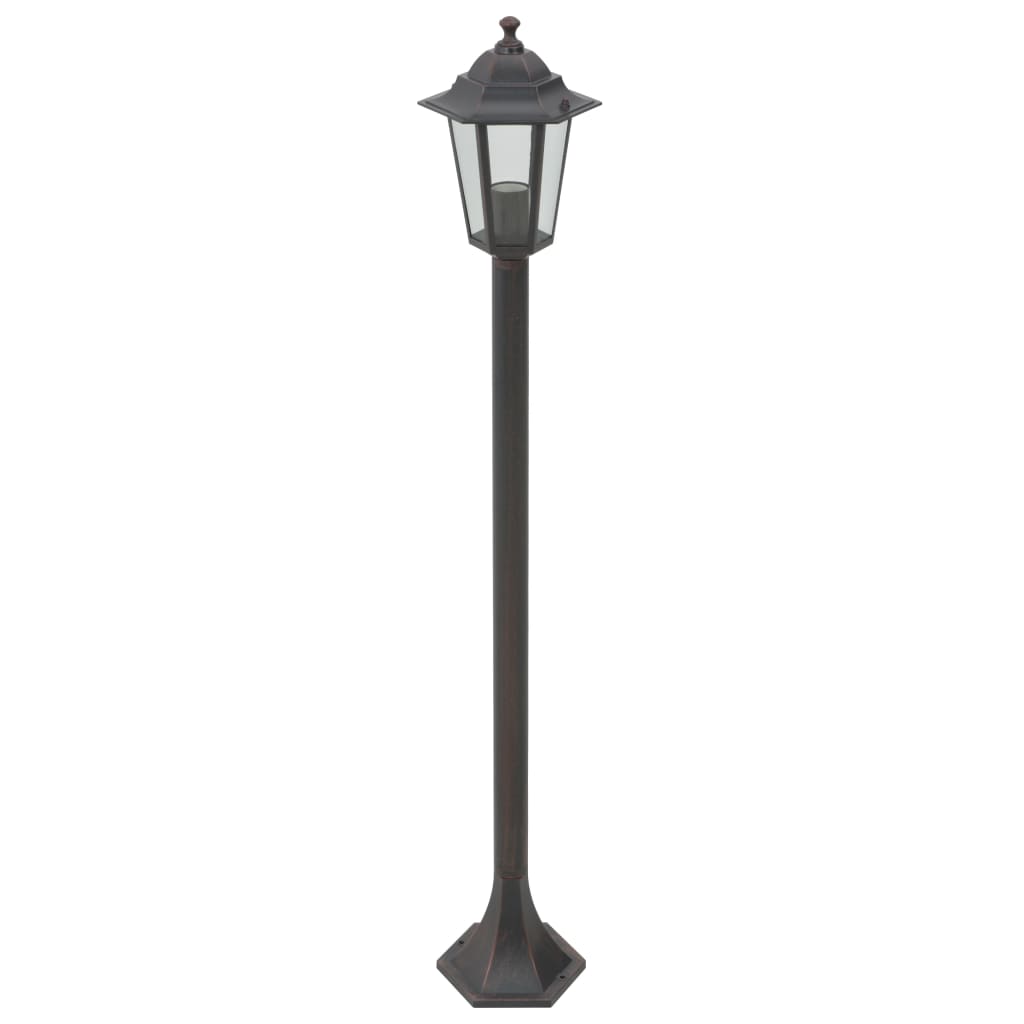 6 db bronzszínű alumínium kerti állólámpa, E27, 110 cm