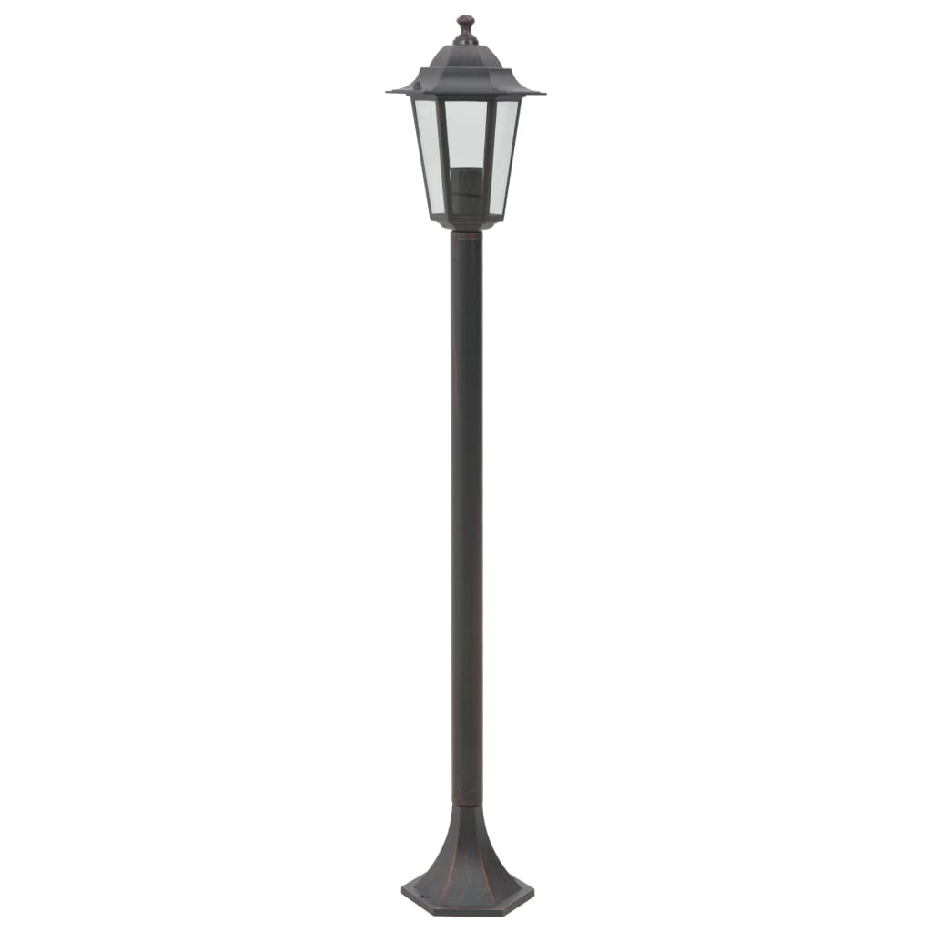 6 db bronzszínű alumínium kerti állólámpa, E27, 110 cm