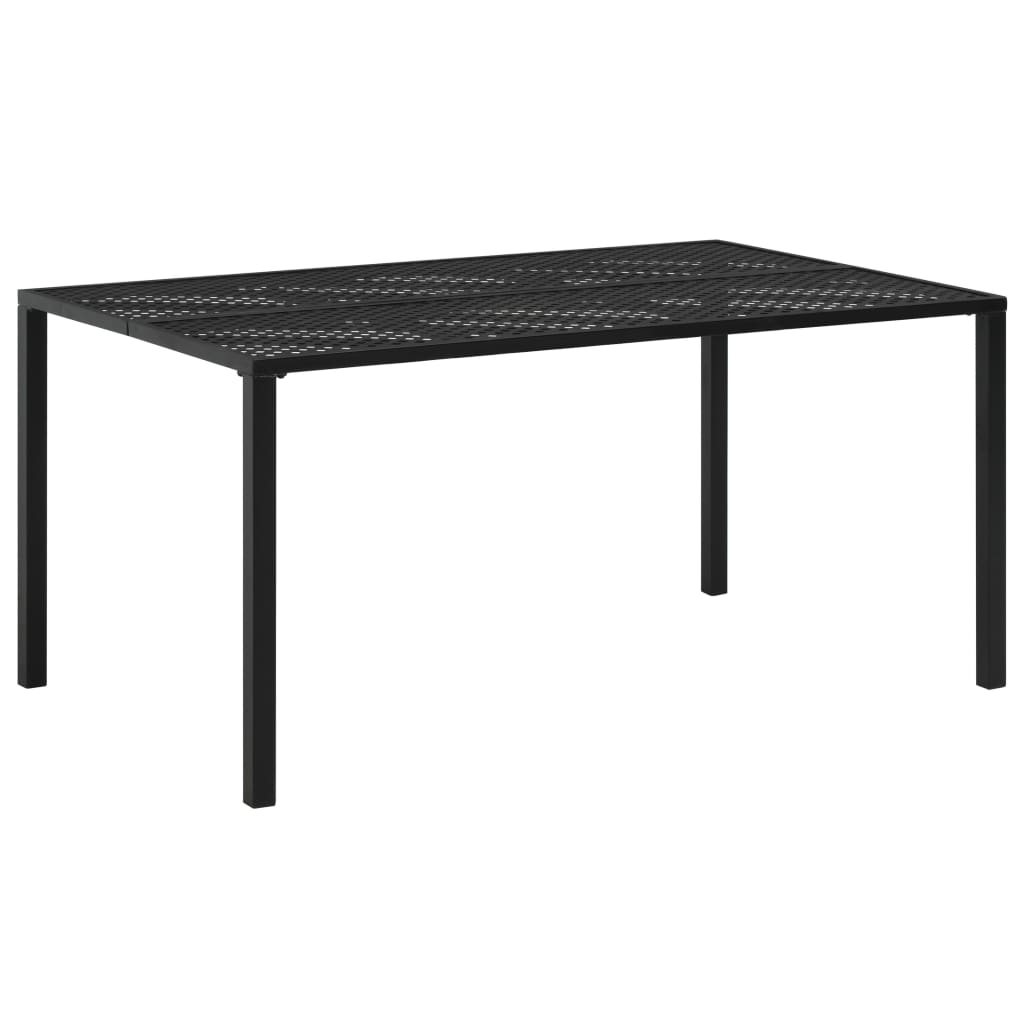 fekete acél kerti asztal 150 x 90 x 72 cm