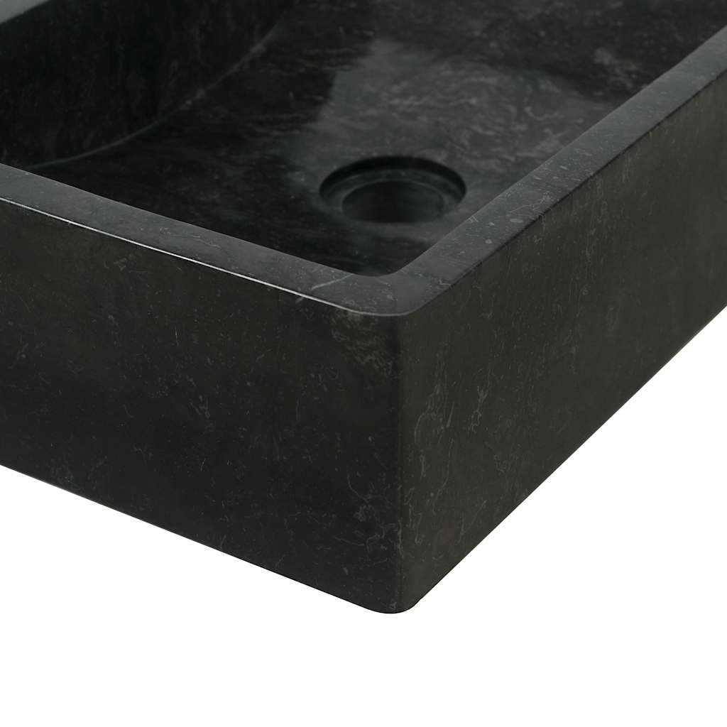 magasfényű fekete márvány mosdókagyló 45 x 30 x 12 cm