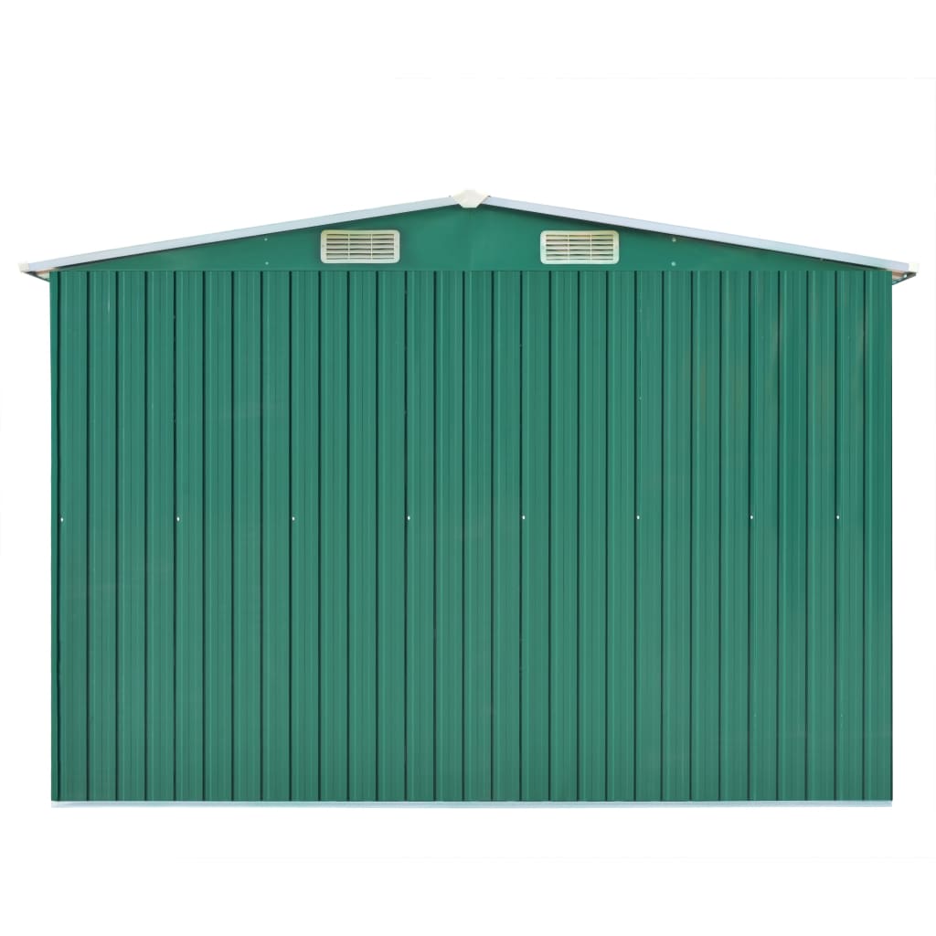 zöld fém kerti fészer 257 x 298 x 178 cm