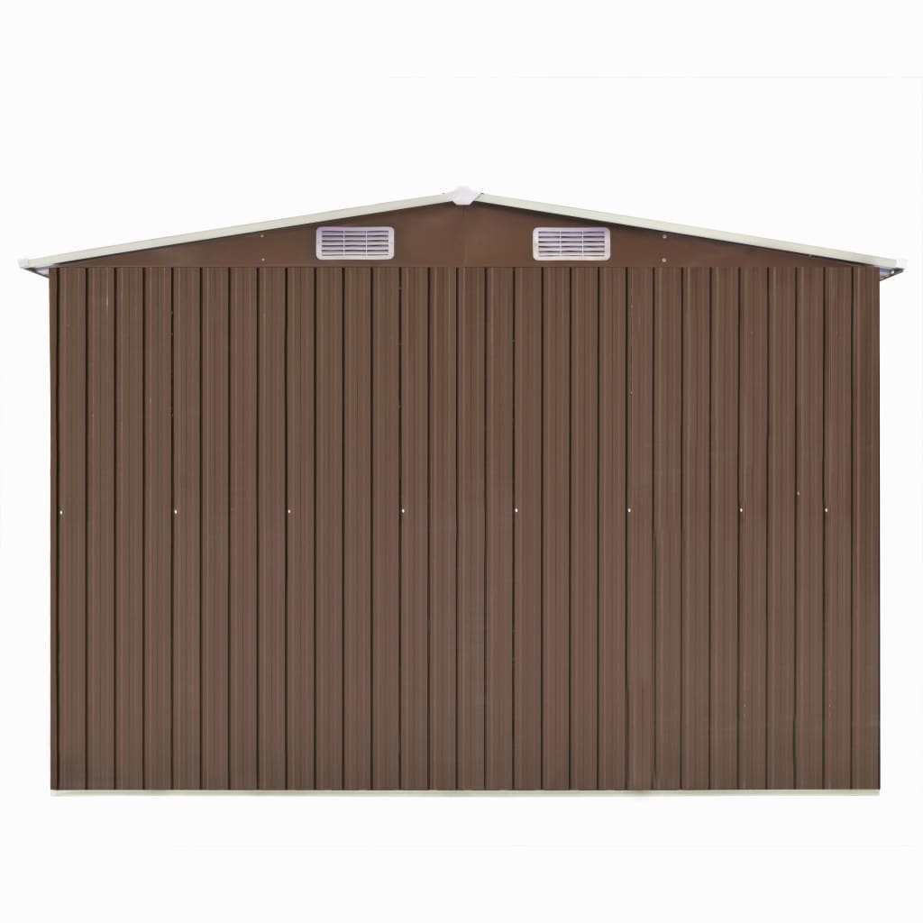 barna fém kerti fészer 257 x 298 x 178 cm