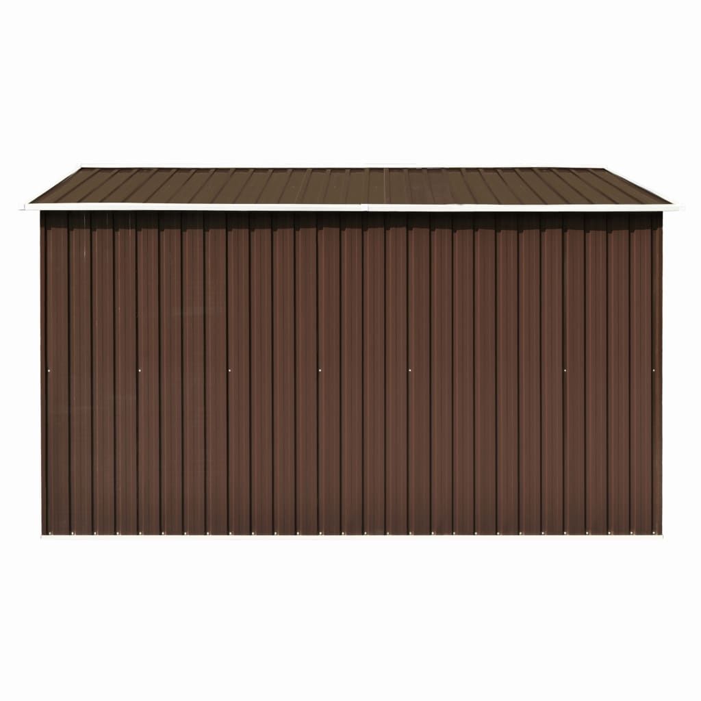 barna fém kerti fészer 257 x 298 x 178 cm