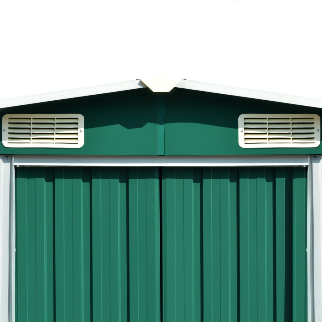 zöld fém kerti fészer 257 x 489 x 181 cm