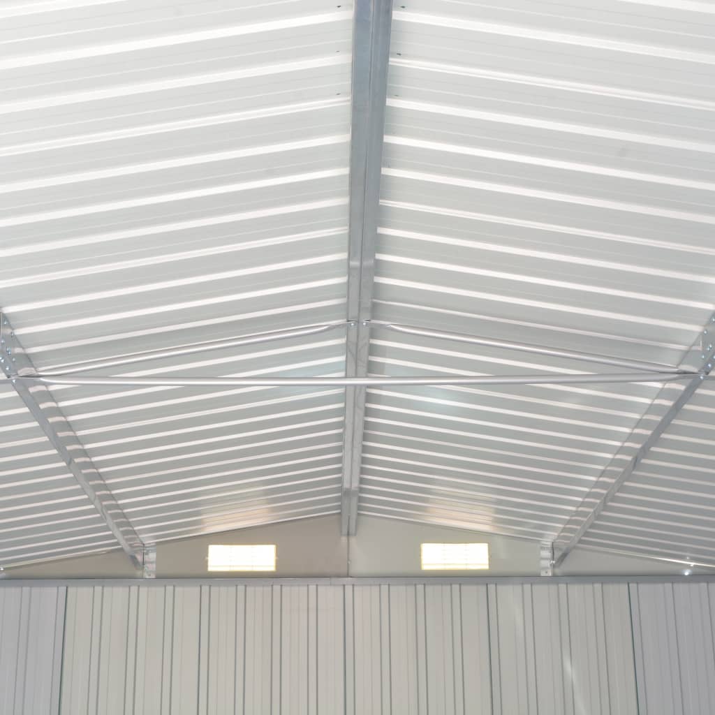 antracitszürke fém kerti fészer 257 x 489 x 181 cm