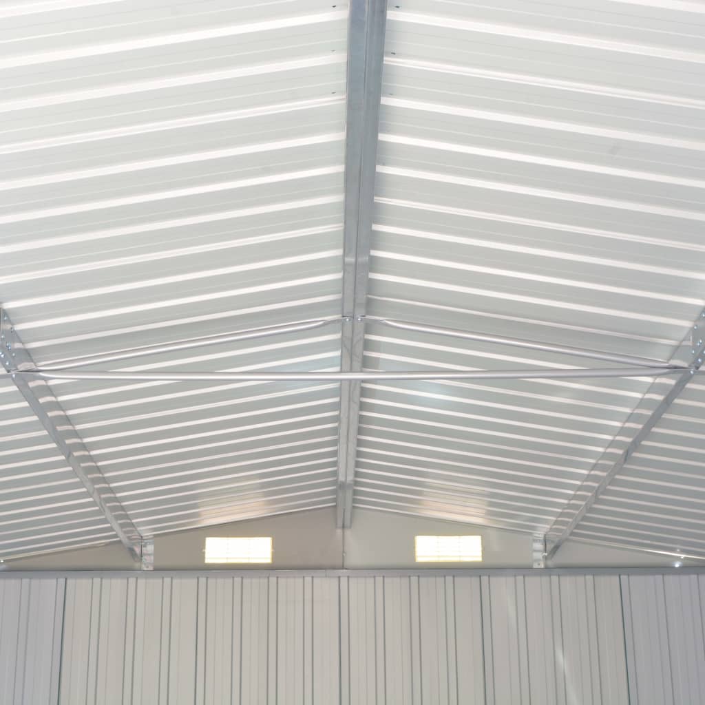 antracitszürke fém kerti fészer 257 x 580 x 181 cm