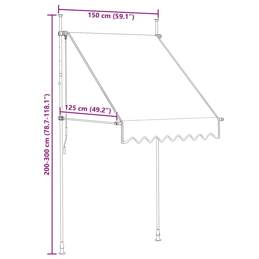 kézzel feltekerhető antracit napellenző 150 cm