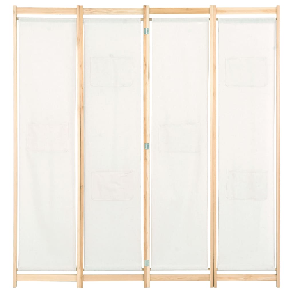 krémszínű 4-paneles szövetparaván 160 x 170 x 4 cm