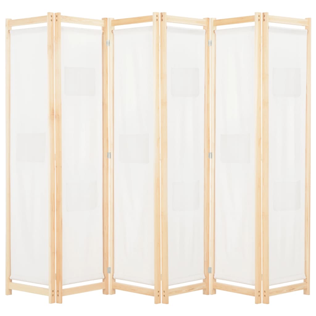 krémszínű 6-paneles szövetparaván 240 x 170 x 4 cm