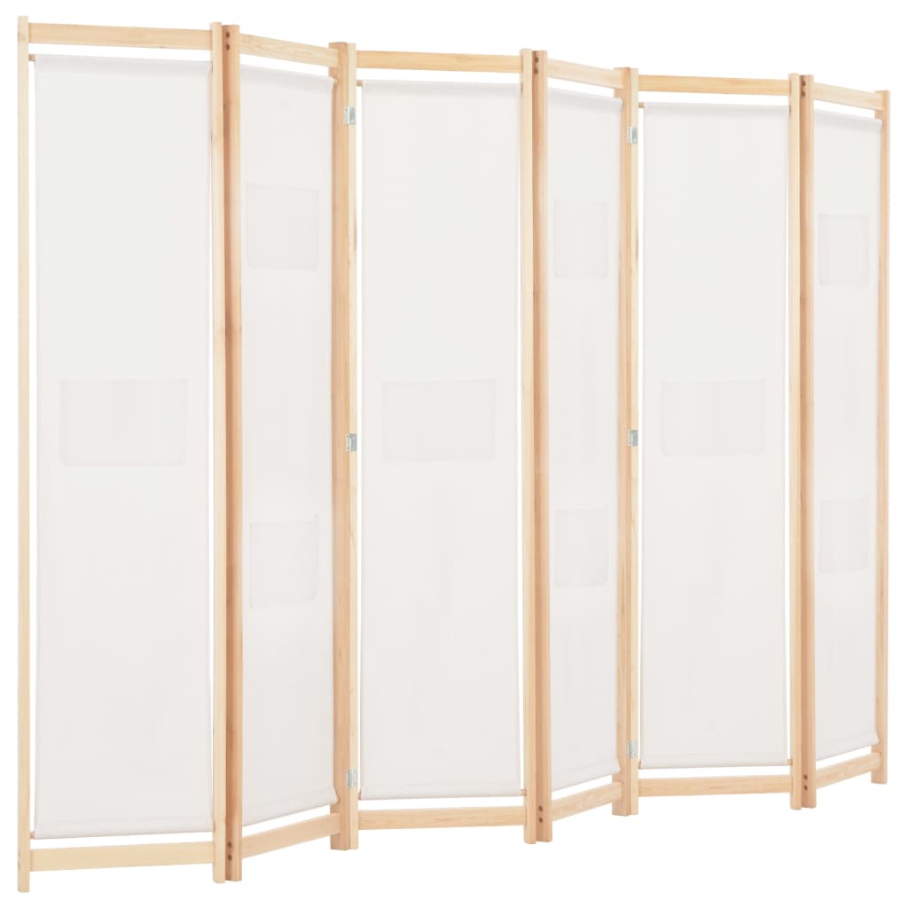 krémszínű 6-paneles szövetparaván 240 x 170 x 4 cm