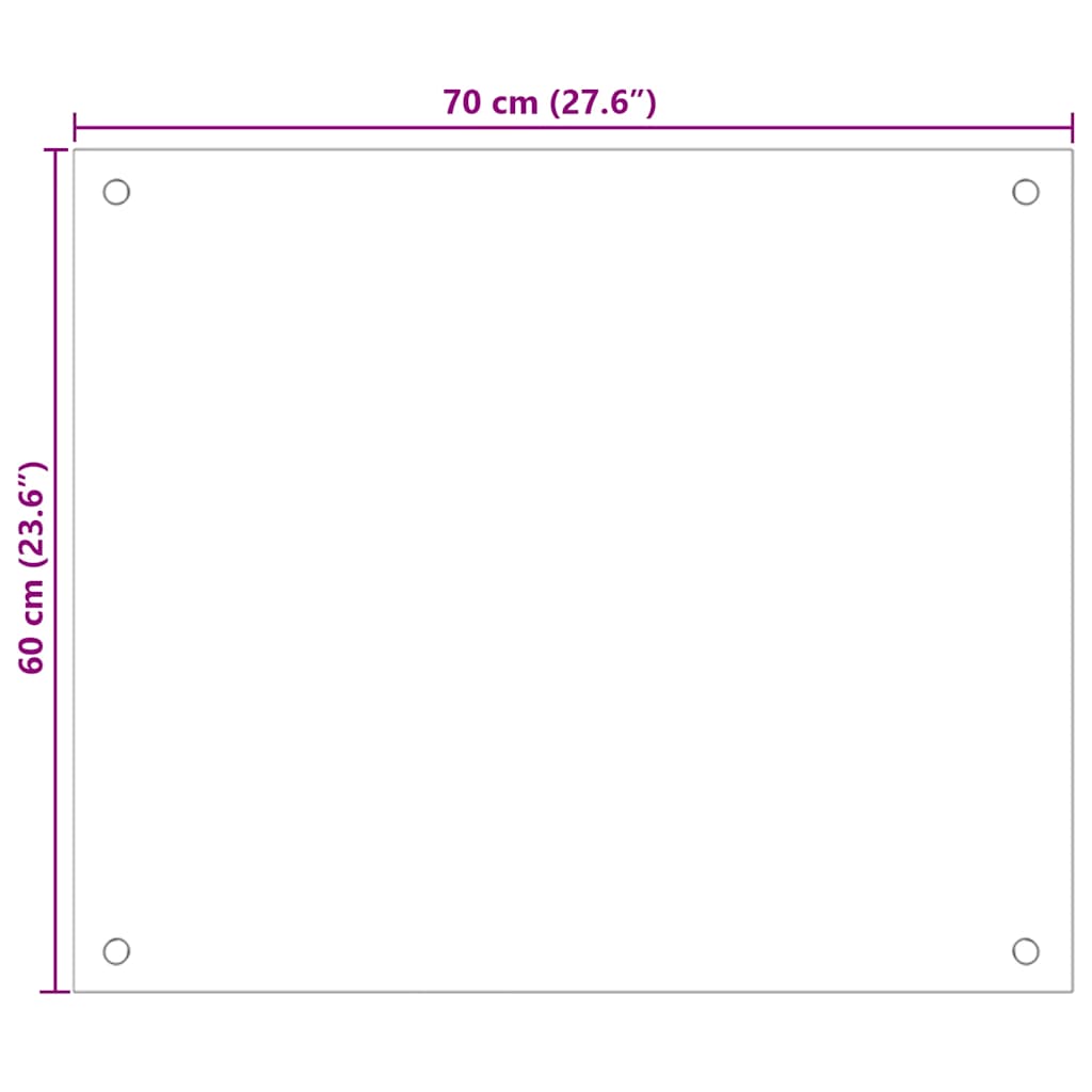 fehér edzett üveg konyhai falburkoló 70 x 60 cm
