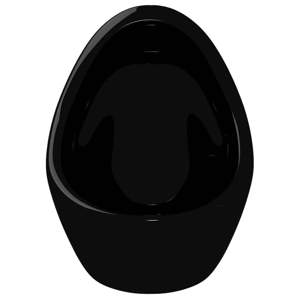 fekete falra szerelhető kerámiapiszoár öblítőszeleppel