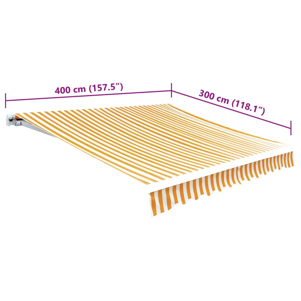 sárga-fehér vászon napellenző tető 4 x 3 m (a váz nem tartozék)