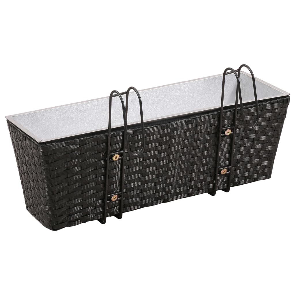 Erkélyi Trapéz Rattan Cserép Szett 50 2db. Fekete