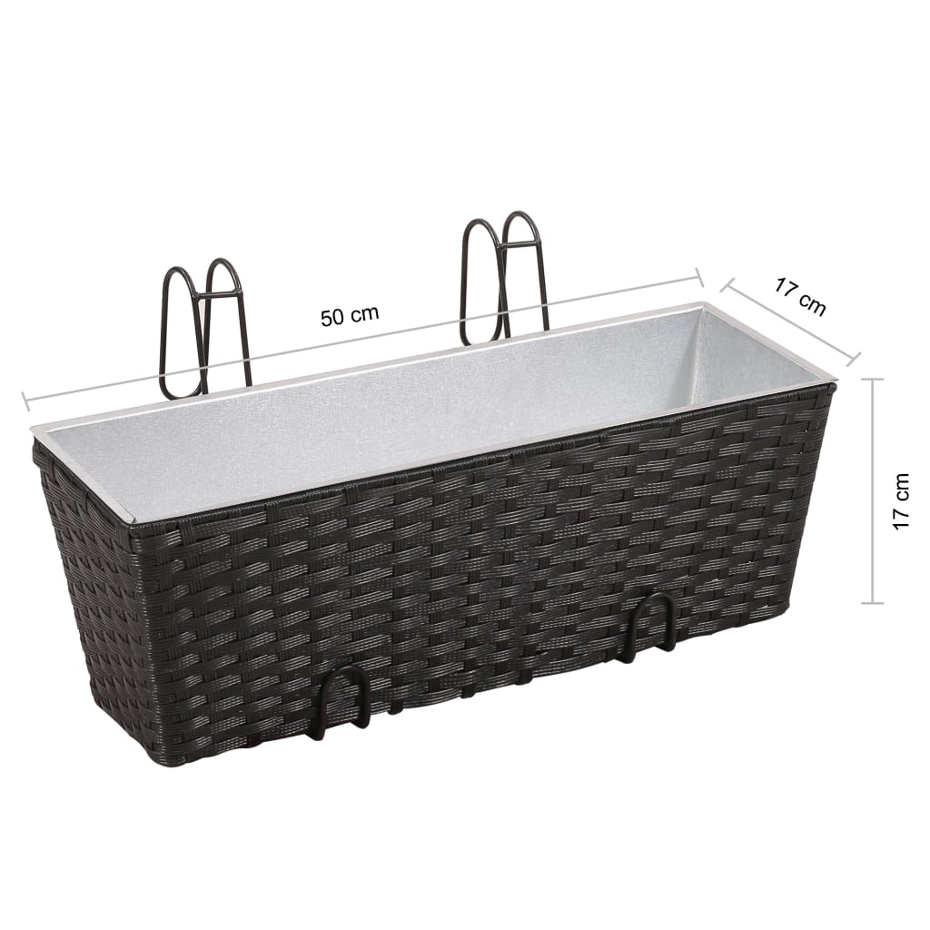 Erkélyi Trapéz Rattan Cserép Szett 50 2db. Fekete